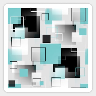 Midcentury Modern Retro Squares in Blue and Gray Magnet